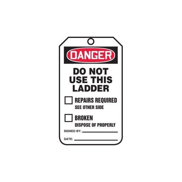 Accuform Safety Tags, DANGER DO NOT USE THIS LADDER, 5.75in x 3.25in, PF-Cardstock, 25PK TRS342CTP - main